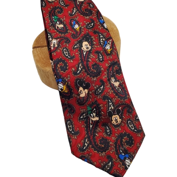 Vintage Disney Mickey Unlimited Tie Goofy Donald Necktie Paisley - Picture 2 of 5